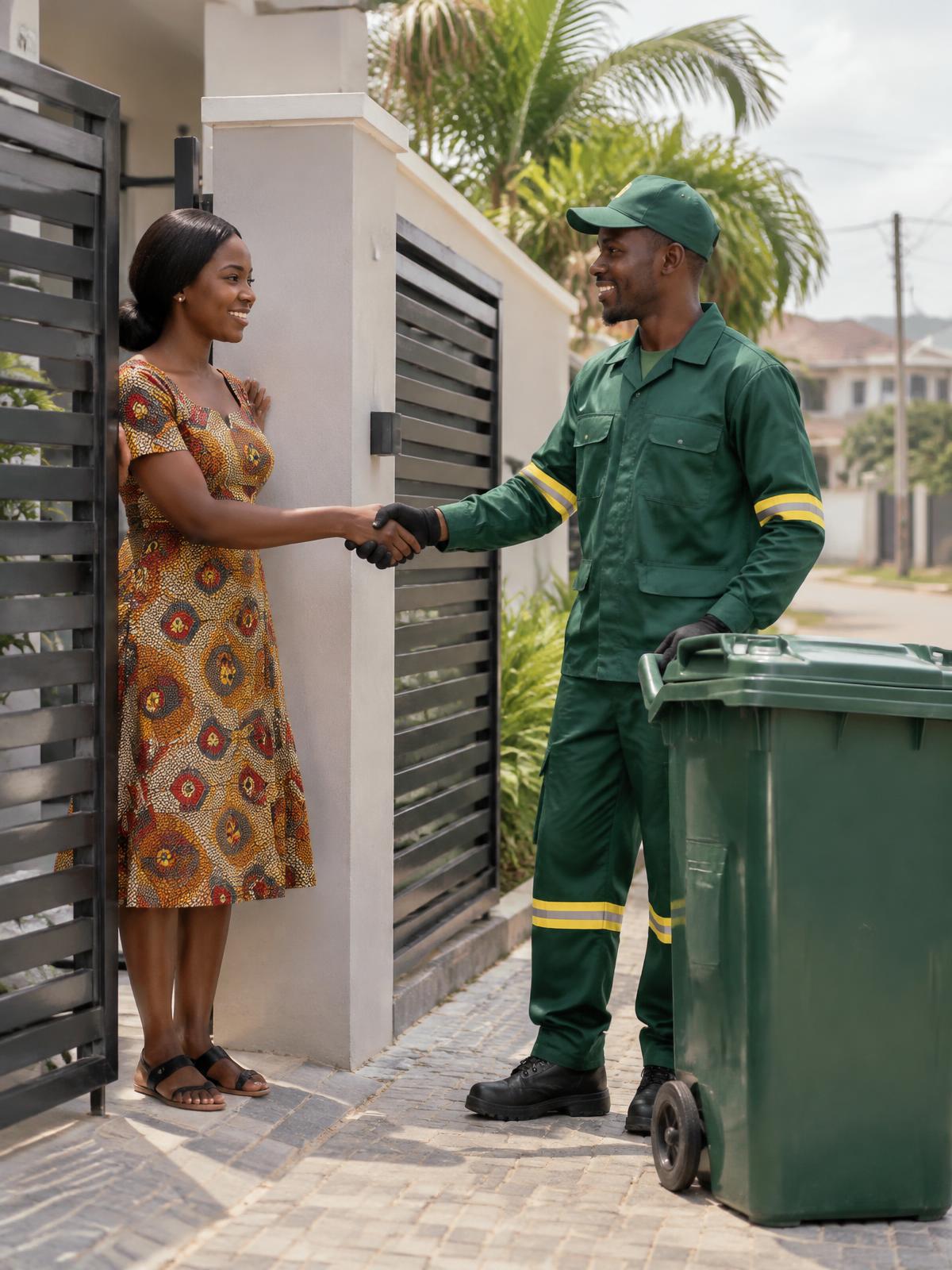 A Ruru collection worker greeting a customer at her home